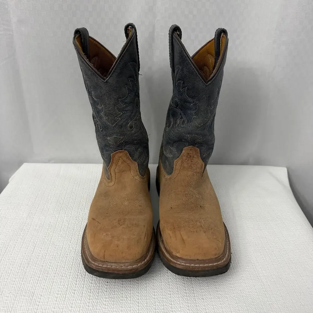 Dan Post Boots Boys Size 4 D Brantley Brown Blue Leather Cowboy Western